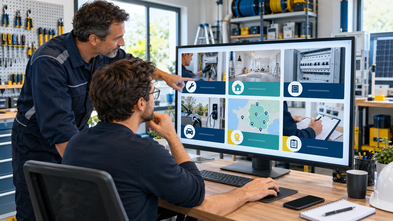 Électricien et consultant structurant prestations, zones et demande de devis sur un site internet.